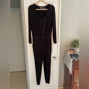 G By Giuliana Womens Jumpsuit M Black Long Sleeve Stretch Jogger